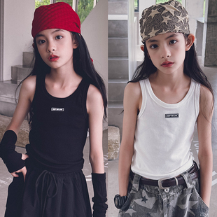 冷大娘 女童宝宝纯棉工字无袖背心高腰爵士舞表演出练功服亲子款