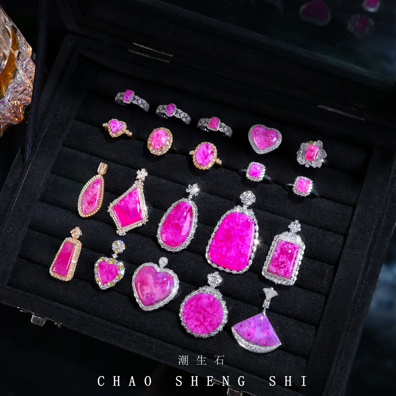 樱花桃红樱花舒俱来吊坠戒指