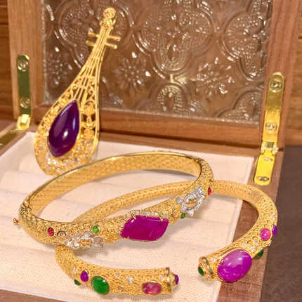 舒俱来花丝手镯 18k金花丝手镯 南非老矿舒俱来 舒俱来花丝吊坠