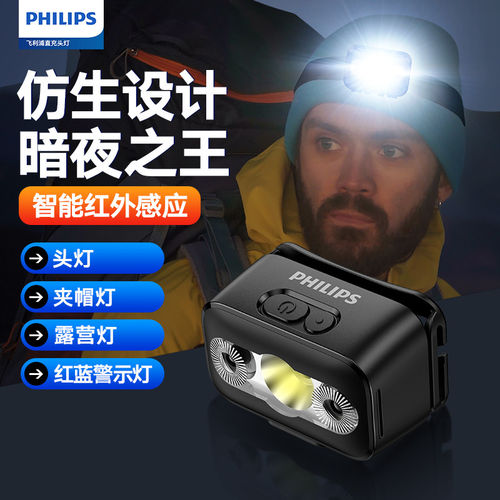 飞利浦感应头灯强光超亮夜钓灯头戴式帽夹工作远射矿灯SFL3153RH