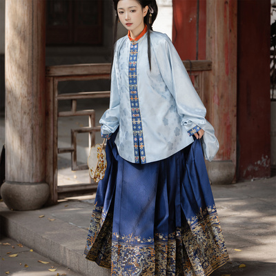 【翠微】帝尧汉服原创立领对襟短袄明制传统汉服