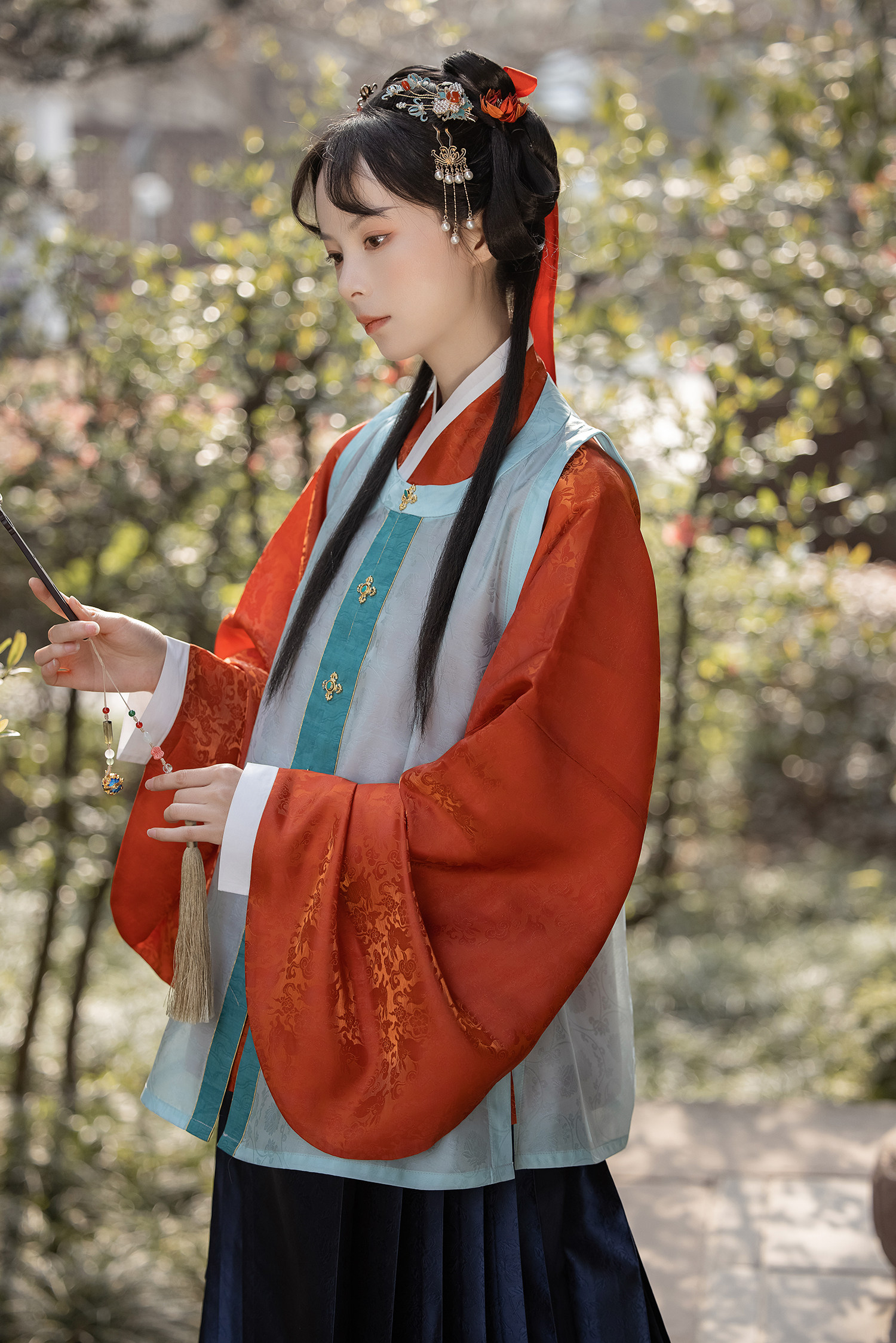 BIQUAN BIJIA[DOUBLE ELEVEN 전 매장 10% 할인]DI YAO HANFU 깨진 어깨 라운드 넥 BIJIA 오리지널 명나라 제작 싱글 레이어