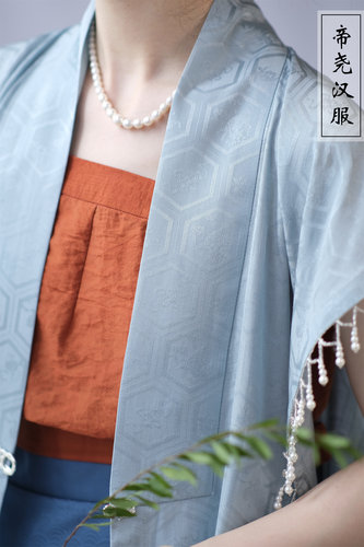 合领包肩比甲 帝尧汉服原创龟甲纹天丝薄款长比甲