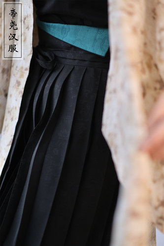 百褶裙【帝尧汉服】凤穿牡丹暗纹化纤吕细褶