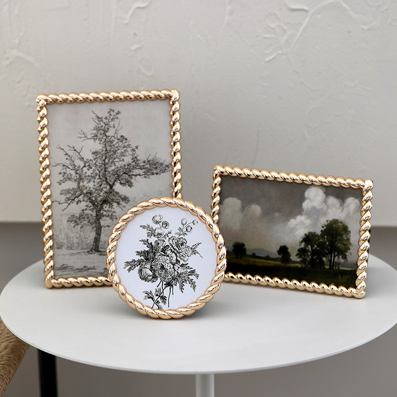赫本家法式金属相框圆形4寸6寸7寸10寸组合摆台金色轻奢装饰摆件,家居饰品,相框/画框,淘宝优惠券,粉丝福利购,淘宝优惠卷