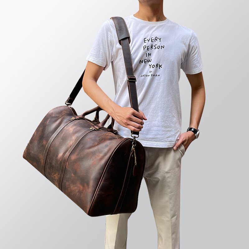 真皮男士手提旅行包头层牛皮超大带鞋仓行李袋出差登机免托运包