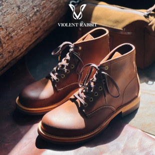 VR兔爷铁匠工装靴SBfoot疯马皮男鞋手工固特异阿美咔叽真皮靴子