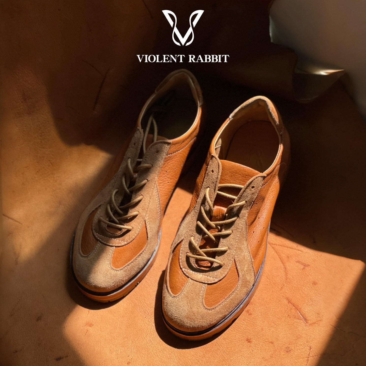 VR兔爷黄棕色羚羊皮德训鞋布莱克缝线工装鞋低帮男鞋透气休闲板鞋