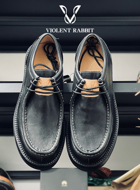 VR兔爷袋鼠鞋黑色波兰马皮blake-rapid低帮工装鞋男真皮时尚单鞋