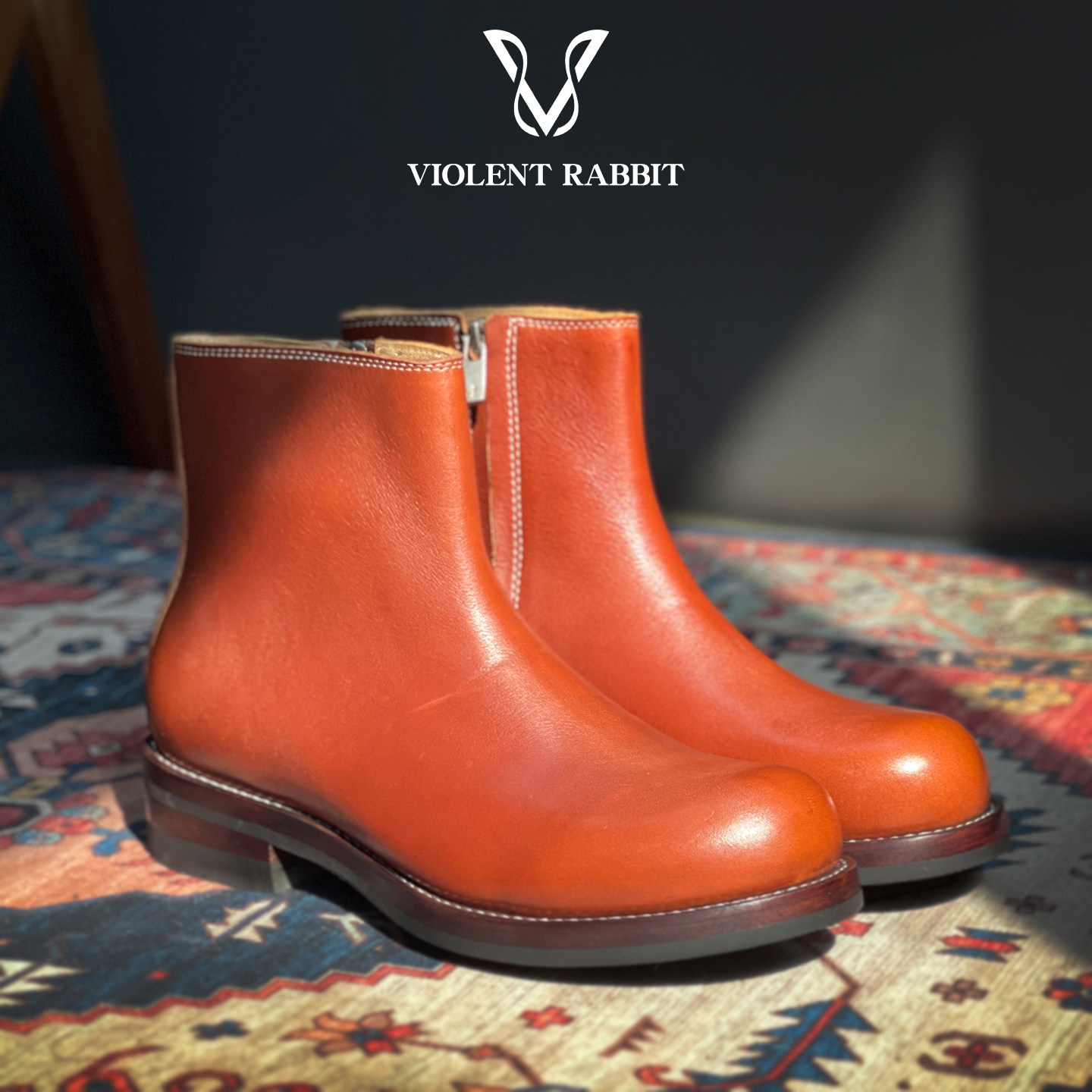 VR兔爷A14切尔西靴红棕小牛皮男德永胜也手缝沿条固特异鞋套脚靴,流行男鞋,工装鞋,淘宝优惠券,粉丝福利购,淘宝优惠卷