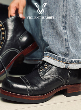 VR兔爷 V105伞兵靴工装靴高帮handwelted固特异非julian美式复古