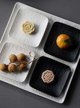 米立风物侘寂风陶瓷四方盘甜品点心盘正方形茶盘高级感商用寿司盘