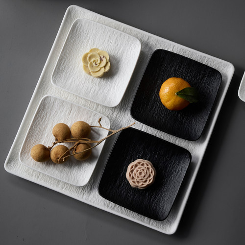 米立风物侘寂风陶瓷四方盘甜品点心盘正方形茶盘高级感商用寿司盘