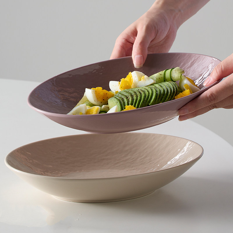 米立风物椭圆菜盘高级感轻奢家用西餐深盘蒸鱼盘子减脂餐具早餐盘,餐饮具,盘,淘宝优惠券,粉丝福利购,淘宝优惠卷