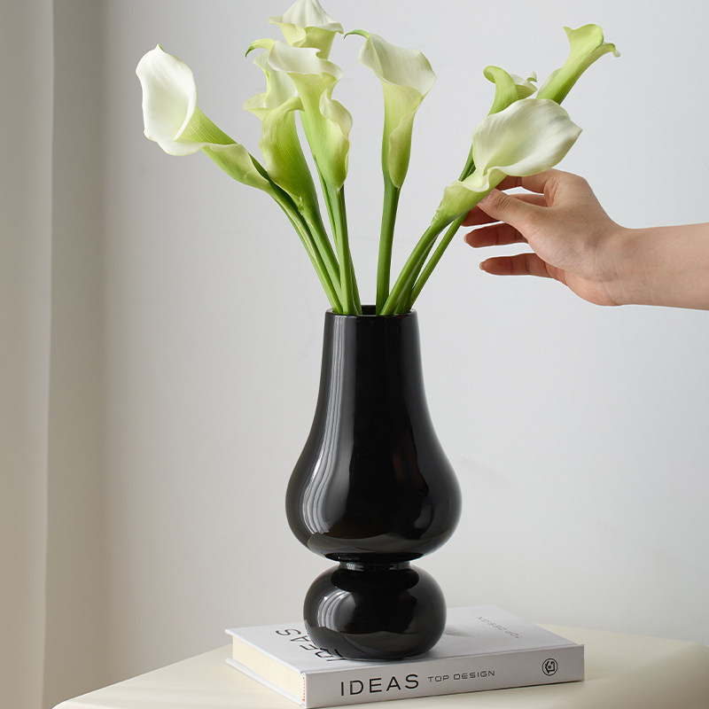 米立风物黑色陶瓷花瓶摆件客厅居家水培鲜花插花瓶,鲜花速递/花卉仿真/绿植园艺,花瓶,淘宝优惠券,粉丝福利购,淘宝优惠卷
