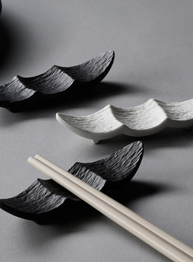 米立风物哑光陶瓷筷勺托餐具架装饰筷子托筷架船型快子架托摆件