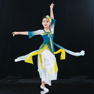 声声慢舞蹈服儿童节日演出服女中国风古典民族扇子舞蹈裙子飘逸装