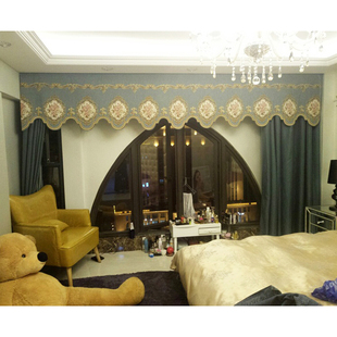 雪尼尔绣花窗帘帘头魔术贴免打孔卧室阳台窗幔头帷幔自粘窗帘帘头
