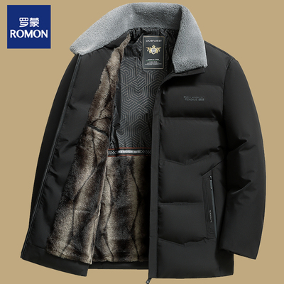 罗蒙羽绒棉服男士冬季外套新款翻领短款加绒加厚保暖棉袄棉衣冬装