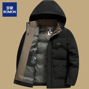 罗蒙爸爸冬装棉衣外套男士冬季加厚中老年防寒保暖帽子可拆卸棉服