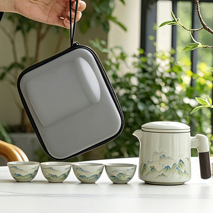 周年庆高档汝窑开片可养一壶四杯旅行茶具式户外露营logo装备便携