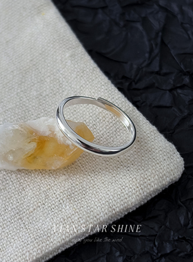 《微光》S999纯银光面戒指女开口戒指简约百搭素圈指环质感食指戒