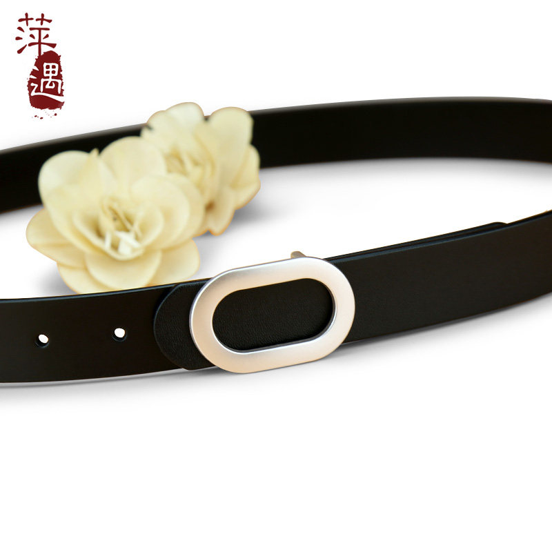 皮带女真皮头层牛皮黑色时尚简约百搭宽腰带新款ins风潮牛仔裤带