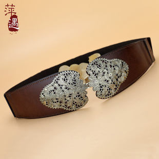 腰封女真皮头层牛皮复古高级感装饰配毛衣裙大衣羽绒服松紧宽腰带