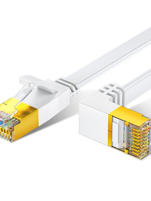 家用扁平网络线上弯头90度六类纯铜千兆高速电脑宽带L型弯角成品