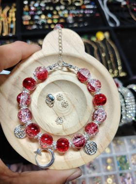 8mm原创设计手链女小众红色琉璃珠精致气质闺蜜礼物送女友生日