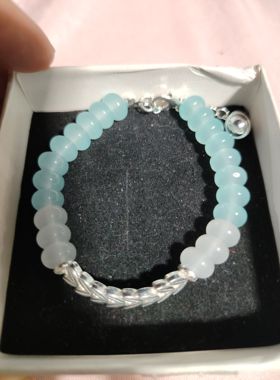 8mm新款麦穗银色合金镀银玻璃算盘珠手链百搭多种颜色女手串爆款