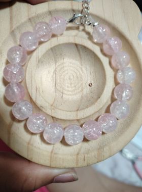 10mm桃花粉爆花纯手工单圈手链女手串饰品学生闺蜜生日礼物