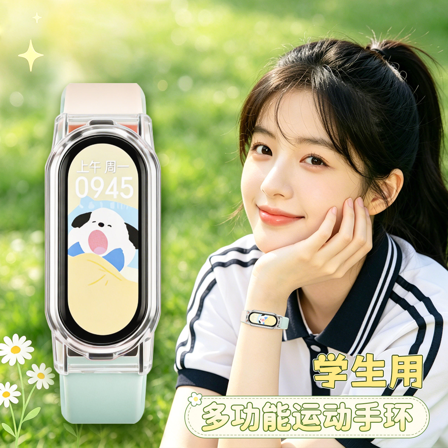 运动电子手表女款初高中学生初中女生高颜值手环震动闹钟跑步专用