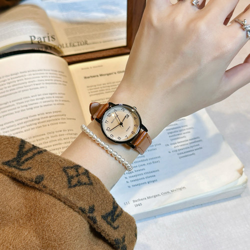 复古考试机械手表女款静音走时