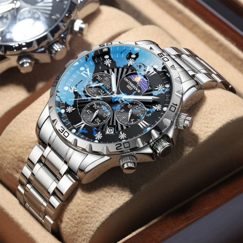 瑞士正品多功能小盘机械表男