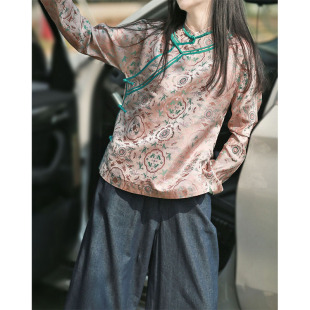 原创非遗面料宋锦镶边盘扣减龄重工旗袍夏 画子行山水 娉娉