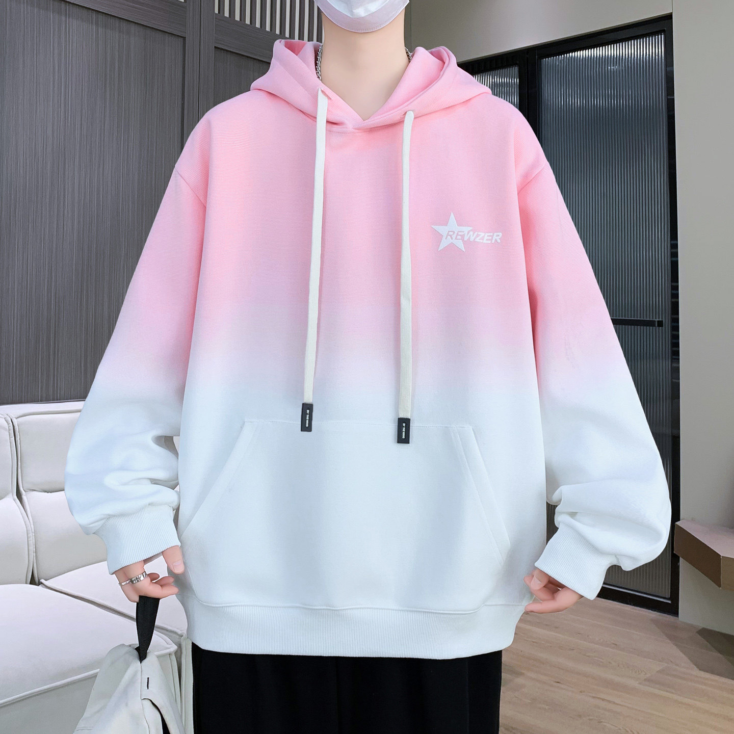 春秋款连帽卫衣14岁男孩12青少年16初中学生大童宽松渐变长袖t恤