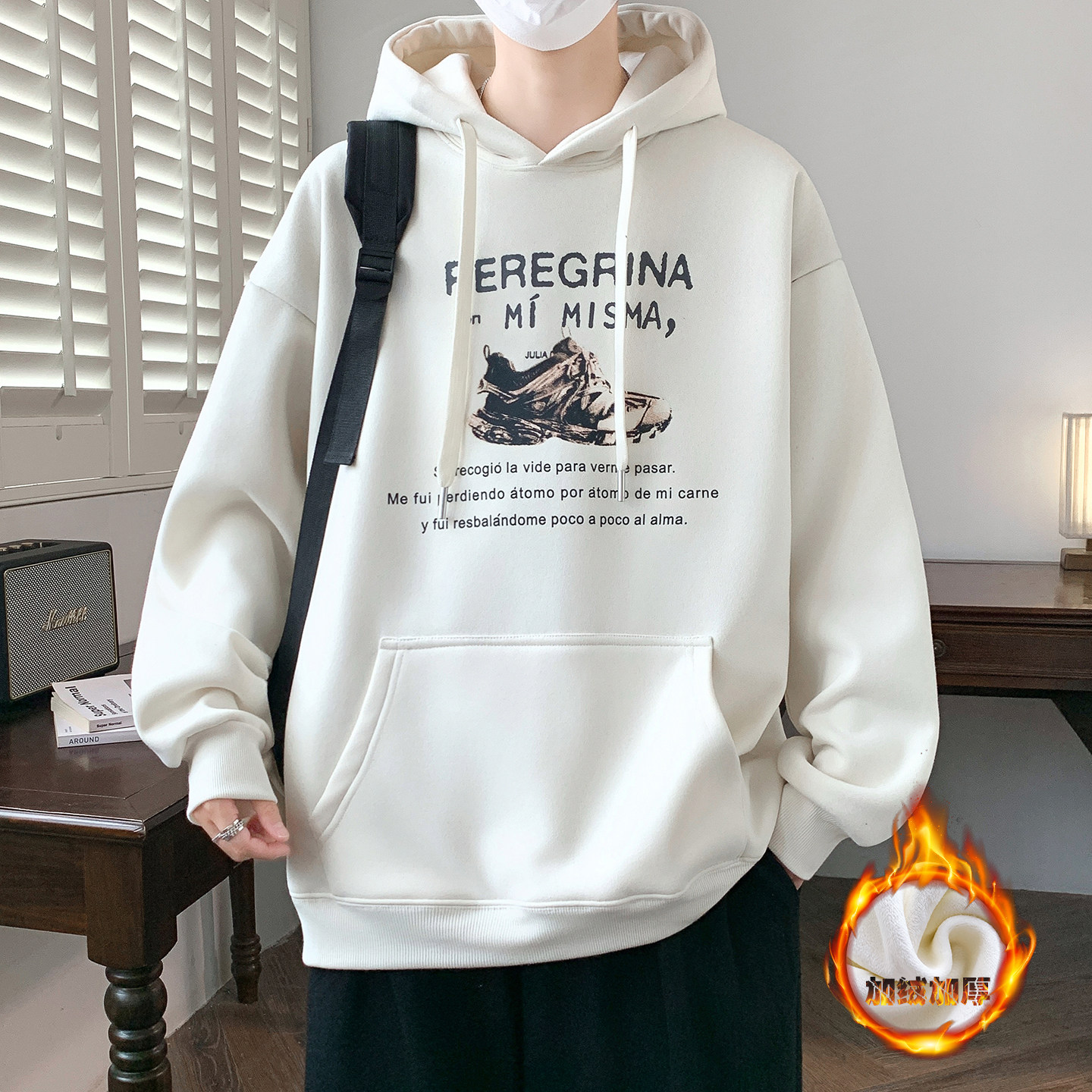 冬季13青少年加绒加厚卫衣12岁男孩外套14初中学生15大童连帽上衣