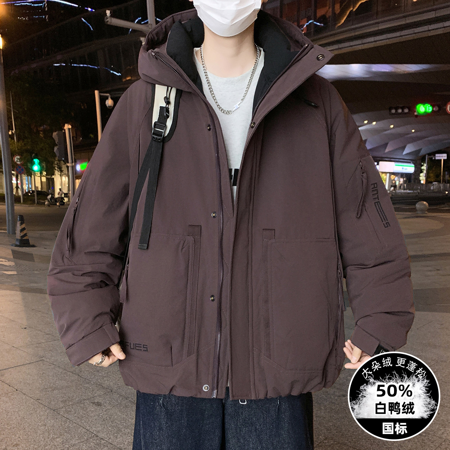 青少年冬季潮流工装羽绒服12岁男孩学生13大童16帅气保暖防寒外套