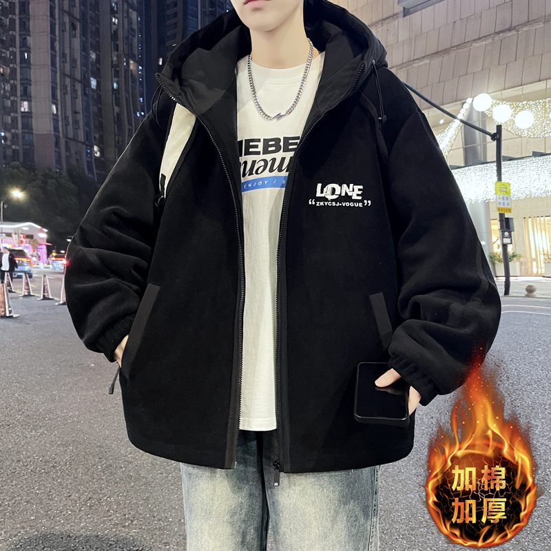 青少年加绒加厚夹克外套冬装棉衣