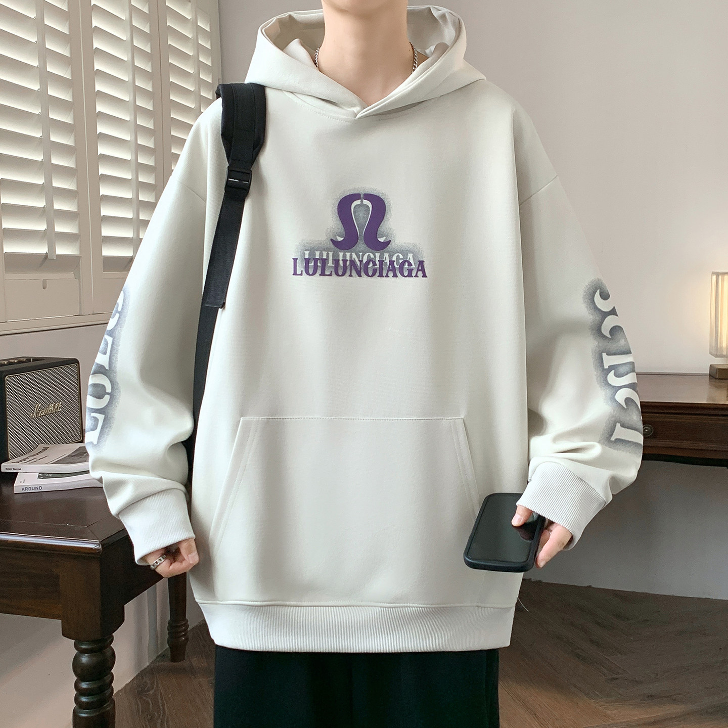 春秋季潮流连帽卫衣男孩12-15岁初中学生13青少年大童男装长袖T恤