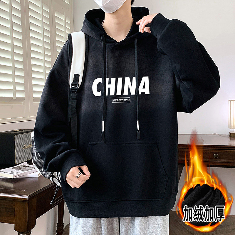 13青少年冬季潮流渐变卫衣15岁帅气中学生14男孩大童加绒加厚帽衫