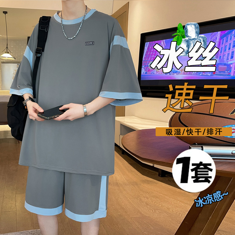 夏季13青少年短袖t恤男孩12-15岁初中学生14大童速干运动球服套装