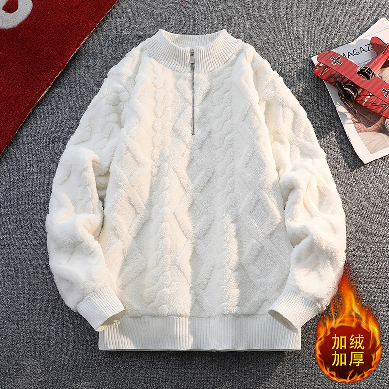 冬季半高领毛衣男孩13中学生14加绒加厚15岁青少年大童打底针织衫