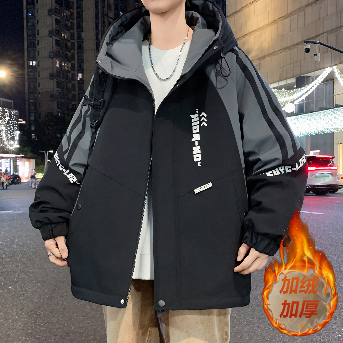 冬季青少年加绒加厚夹克外套棉衣