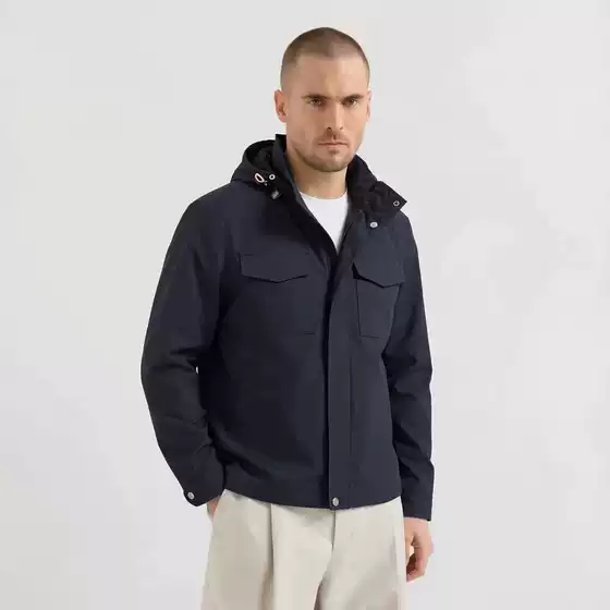 2026 Spring Hunting Jacket with Hidden Hood, Stand Collar, Workwear Zipper, Concealed Buttons, Double Entry Men's Jacket Coat