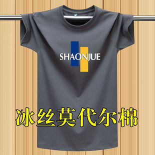 潮流男装 夏季 凉感莫代尔棉短袖 t恤男宽松上衣青少年加大码 T恤汗衫