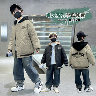 棉服加绒款外套时尚潮流男款外套男童中大童新款2025帅气单件外套