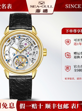 新款正品海鸥表同轴陀飞轮手动机械表男款时尚镂空男士手表6200K