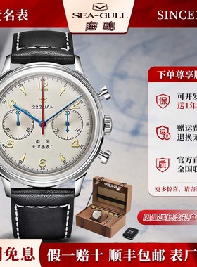 海鸥表空军飞行员导柱轮计时码表D304纪念版手动上链机械表1963A